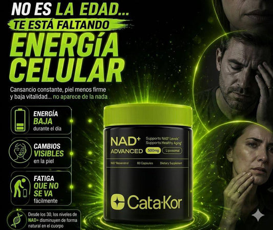 NAD Resveratrol Premium de Maxima Pureza con Tecnología Liposomal de absorción avanzada resultados en 15 Días Garantizados (CATA-KOR ADVANCED 60 capsulas)
