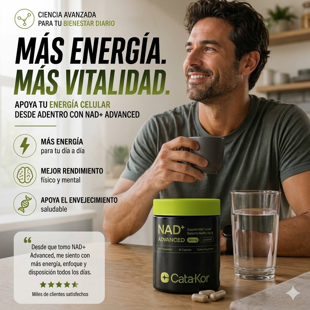 NAD Resveratrol Premium de Maxima Pureza con Tecnología Liposomal de absorción avanzada resultados en 15 Días Garantizados (CATA-KOR ADVANCED 60 capsulas)