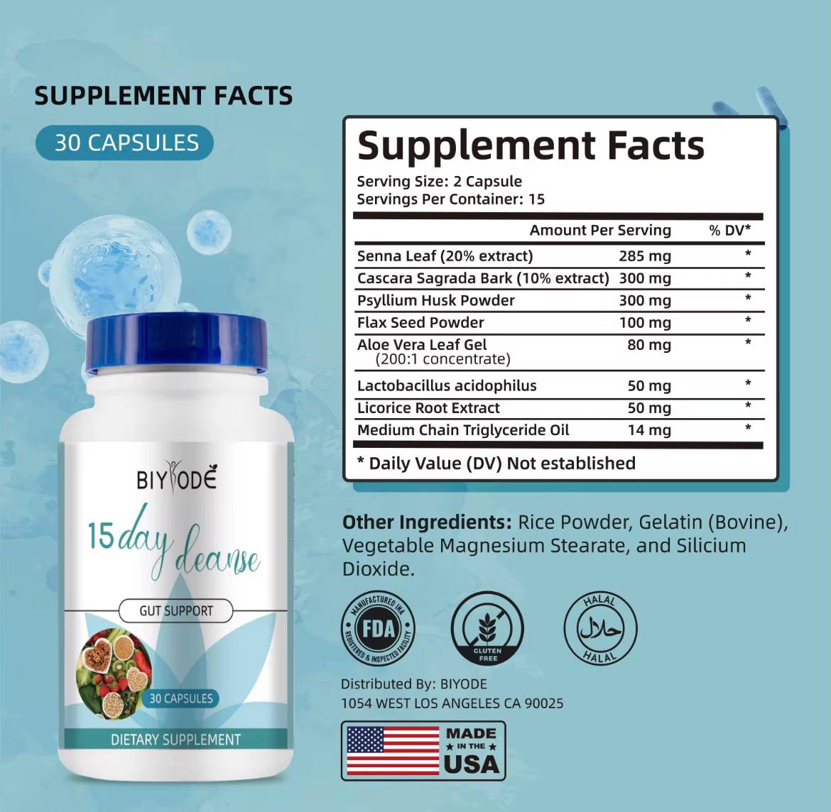 Quema Grasa Limpieza de Colon Sistema Digestivo Premium en 15 Días Garantizado 100% Organico (30 capsulas)