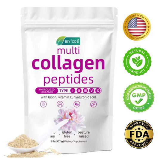 Multi Colageno Hidrolizado Peptidos, Proteína, Biotín, Acido Hialuronico, Vitamina C, Sodium,   (907g Biyode 100% Original)