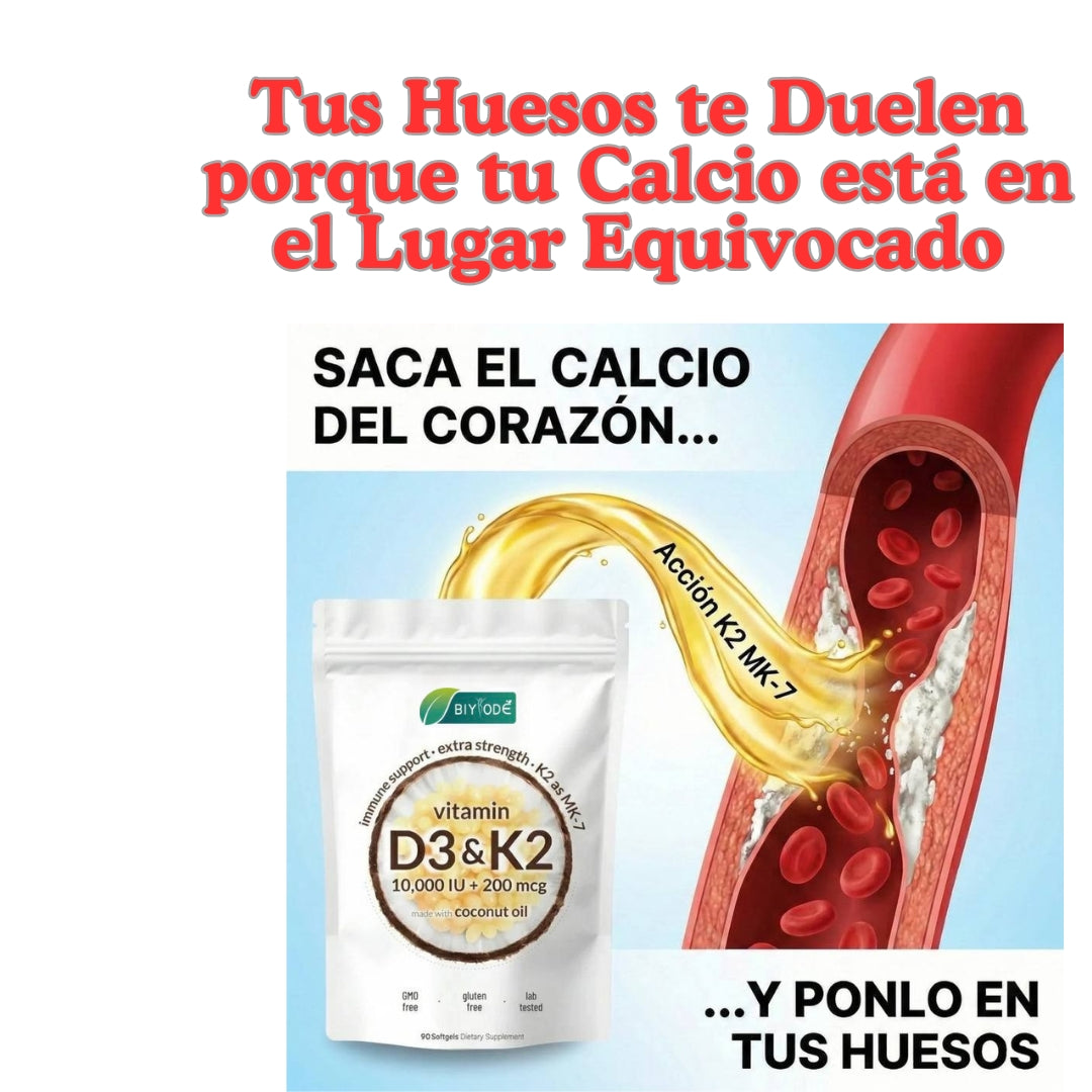 Vitamina D3+K2 Colecalciferol MK-7 con aceite de Coco (180 cap Biyode 100% Original)