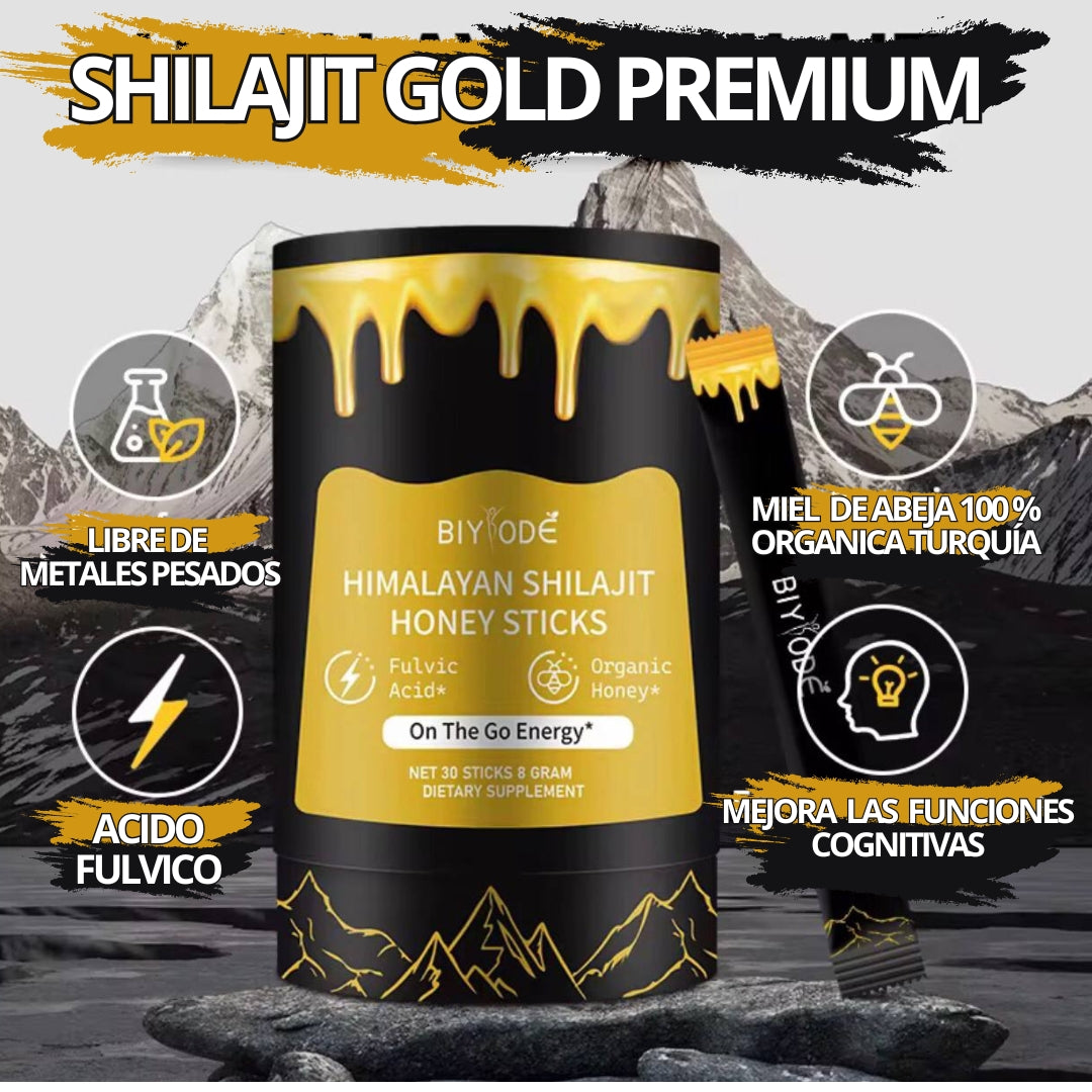 Resina de Shilajit 100% Pura del Himalaya combinada con Miel de Abeja de Turquia(30 sobrecitos)