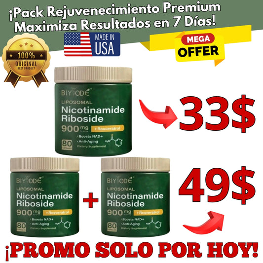 "Formula Rejuvenecimiento Premium Suplemento NAD+ Resveratrol (Original 160 capsulas) Combinacion única Acelera resultados en solo 15 días