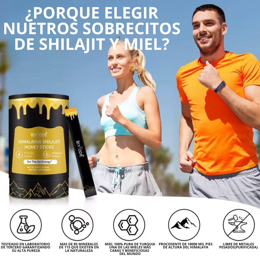 Resina de Shilajit 100% Pura del Himalaya combinada con Miel de Abeja de Turquia(30 sobrecitos)