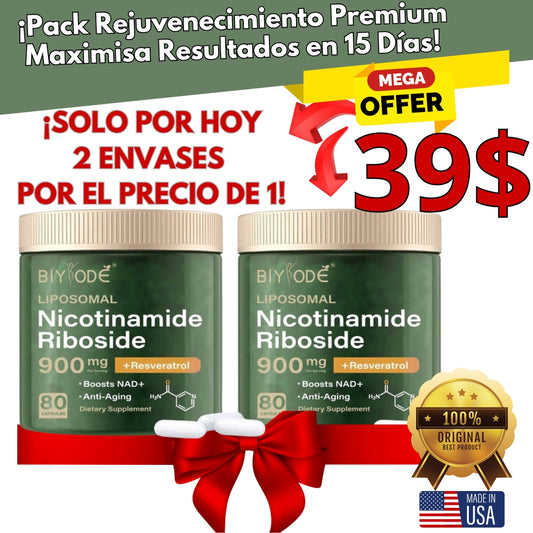 "Pack Rejuvenecimiento Premium 2X1" Suplemento NAD+ Resveratrol (Original 160 capsulas) Combinacion única Acelera resultados en solo 15 días