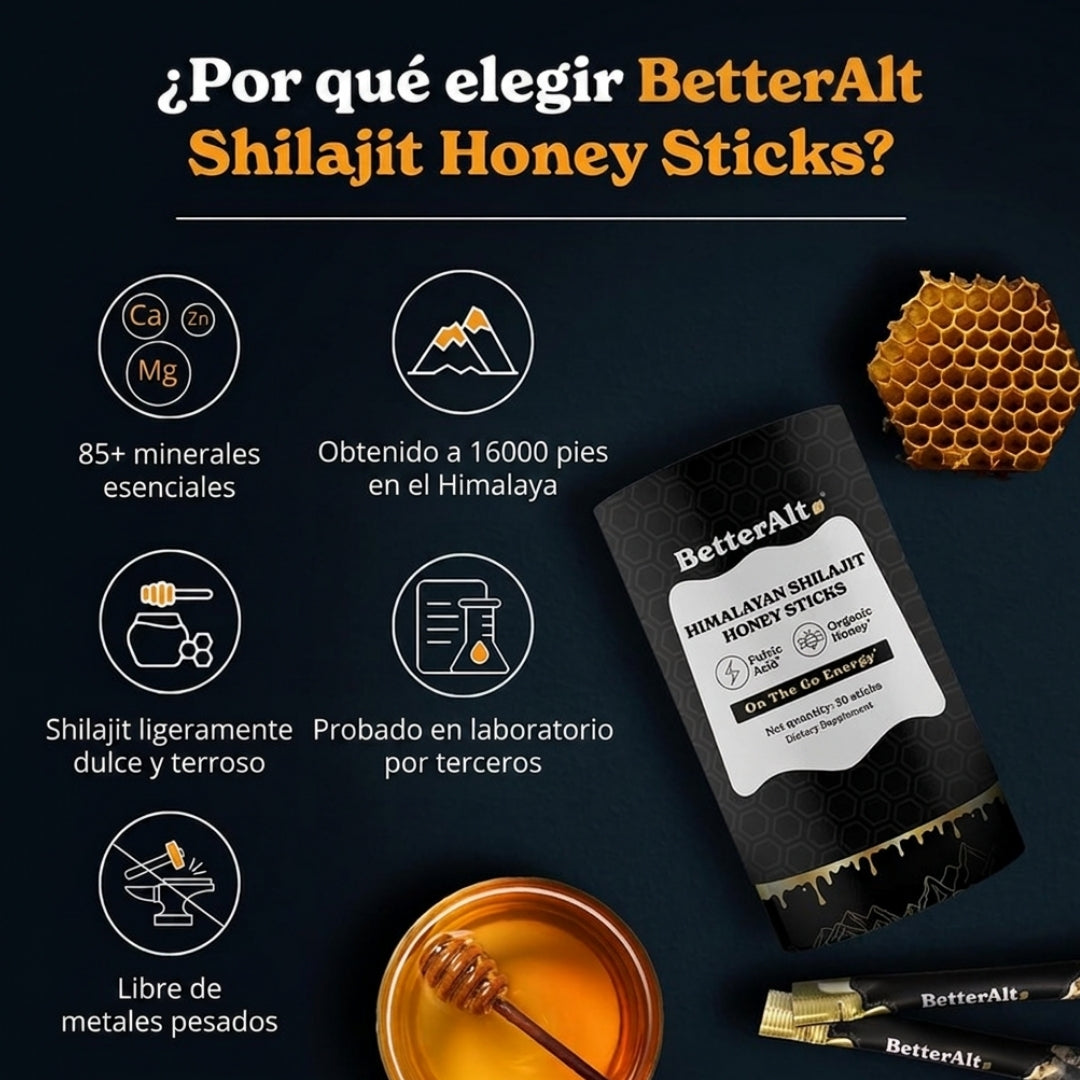Shilajit Miel BetterAlt Ultimate Power Gourmet (30 Palitos)